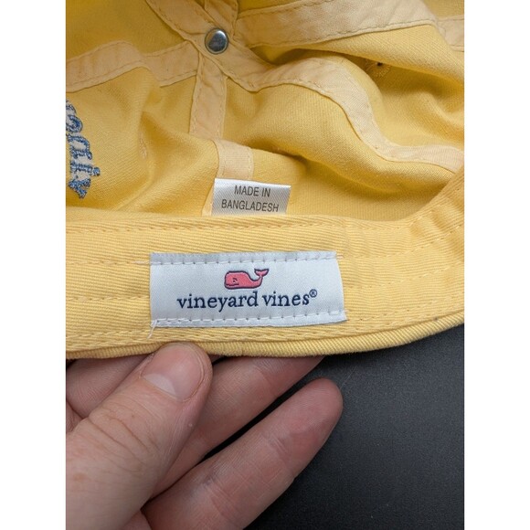 Vineyard Vines Yellow Blue Whale Logo Mermaid Pattern Brim Adjustable Hat RARE - Picture 7 of 8